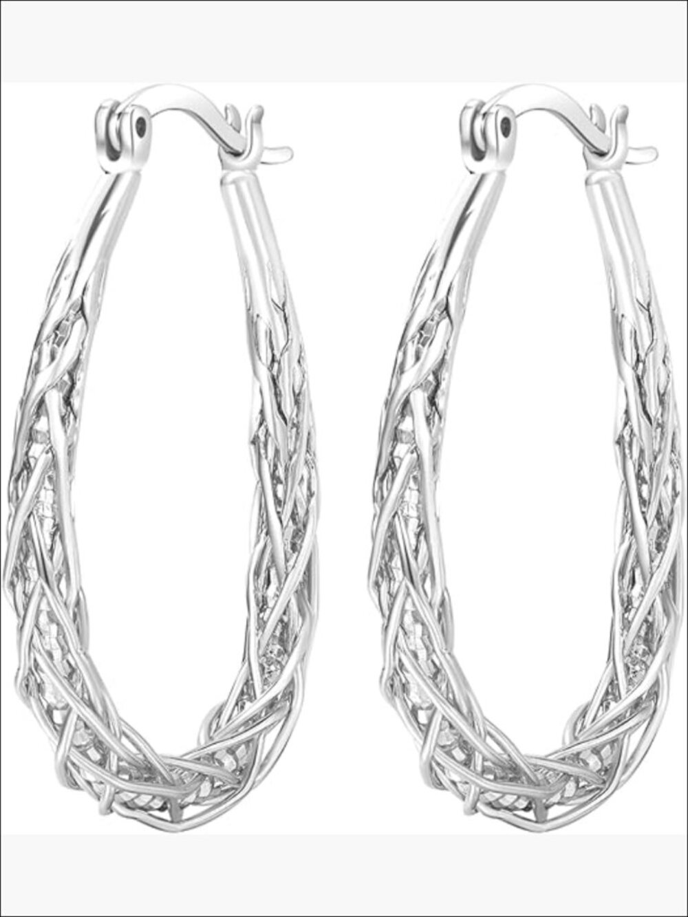 Sterling Silver Oval Hoop Earrings Lightweight Thick Twist